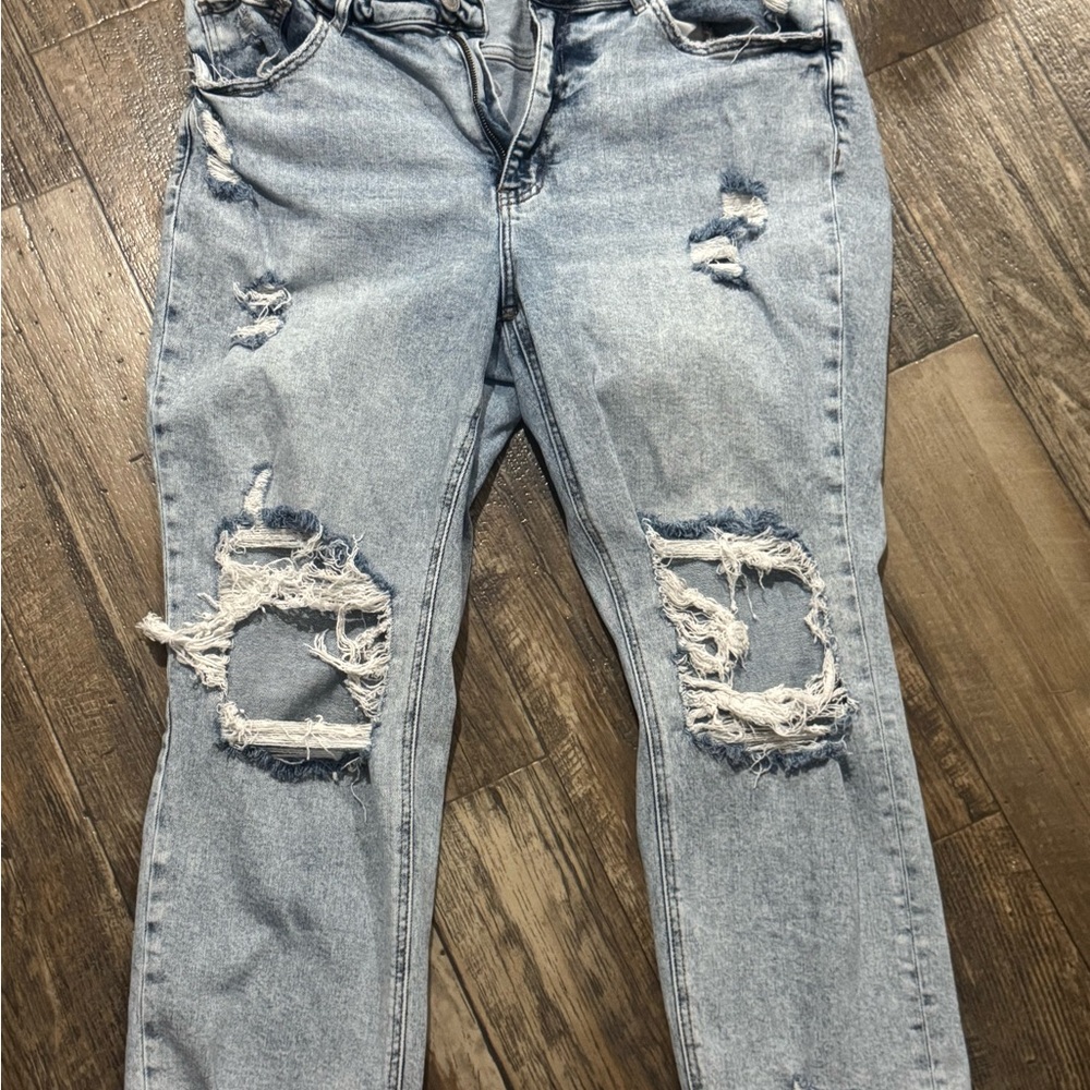Casual Distressed Light Blue Boyfriend Jeans